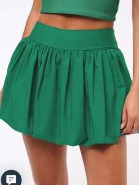Abercrombie YPB Bubble Hem Mini Skirt Skort Built In Shorts Green Large